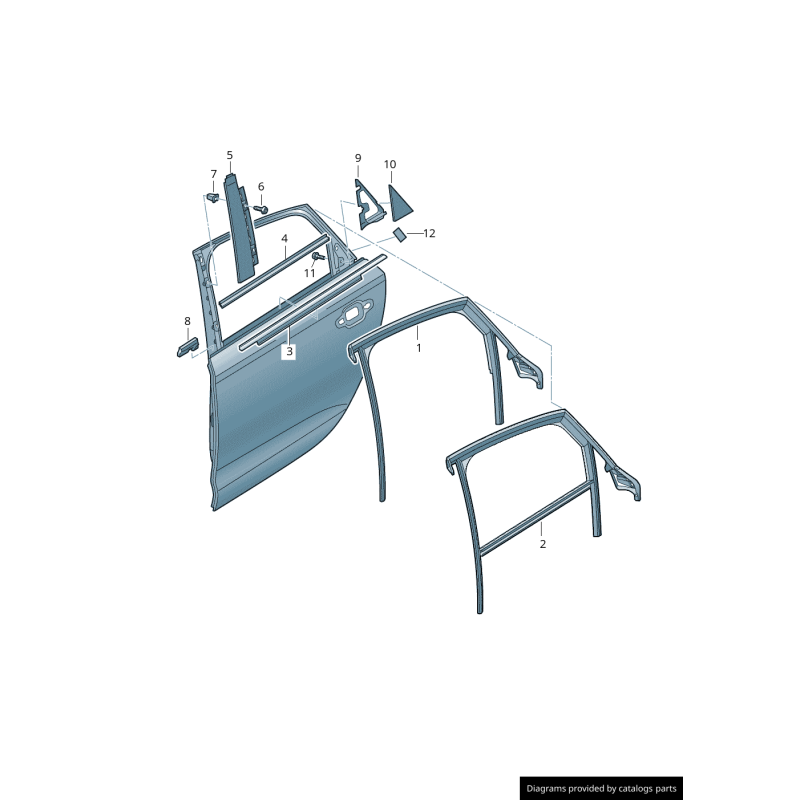 Garniture de couverture de pilier B de porte arrière droite coté passager en noir brillant - Pièces d'origine Audi 4G0839902B5FQ