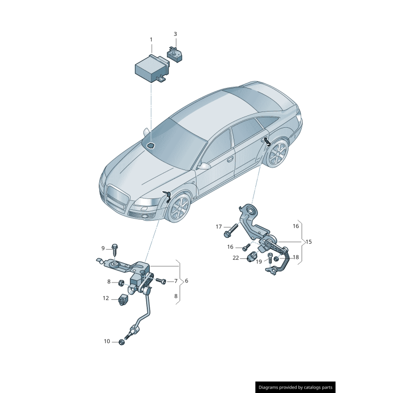 Capteur de nivellement arrière pour le contrôle de la portée des phares - Pièces d'origine Audi 4F0616571K