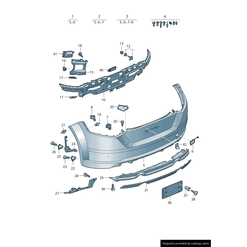Grille de diffuseur de pare-chocs arrière S-Line en nid d'abeille - Pièces d'origine Audi 8S0807833