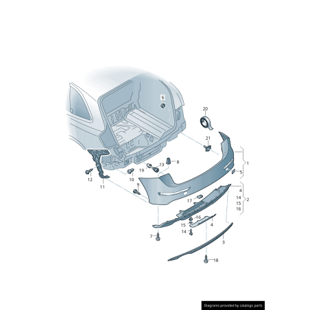 Insert de diffuseur de pare-chocs arrière S-Line à double tuyau - Pièces d'origine Audi 8R0807823E Insert de diffuseur de pare-chocs arrière S-Line à double tuyau - Pièces d'origine Audi 8R0807823E