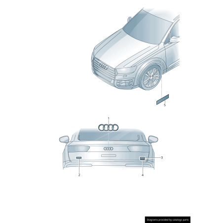Emblème de coffre arrière chromé - Pièces d'origine Audi 4M08537422ZZ Emblème de coffre arrière chromé - Pièces d'origine Audi 4M08537422ZZ
