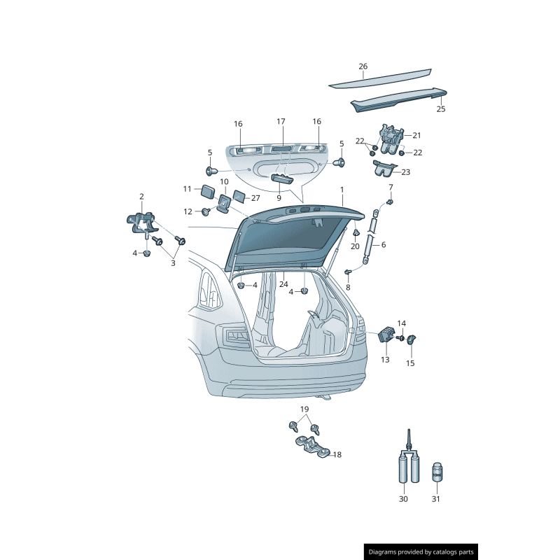 Mécanisme de verrouillage de hayon arrière - Pièces d'origine Audi 8R0827505A