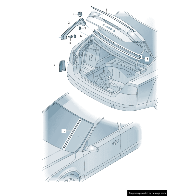 Moulure de chrome pour le coffre arrière - Pièces d'origine Audi 4H0853927B2ZZ