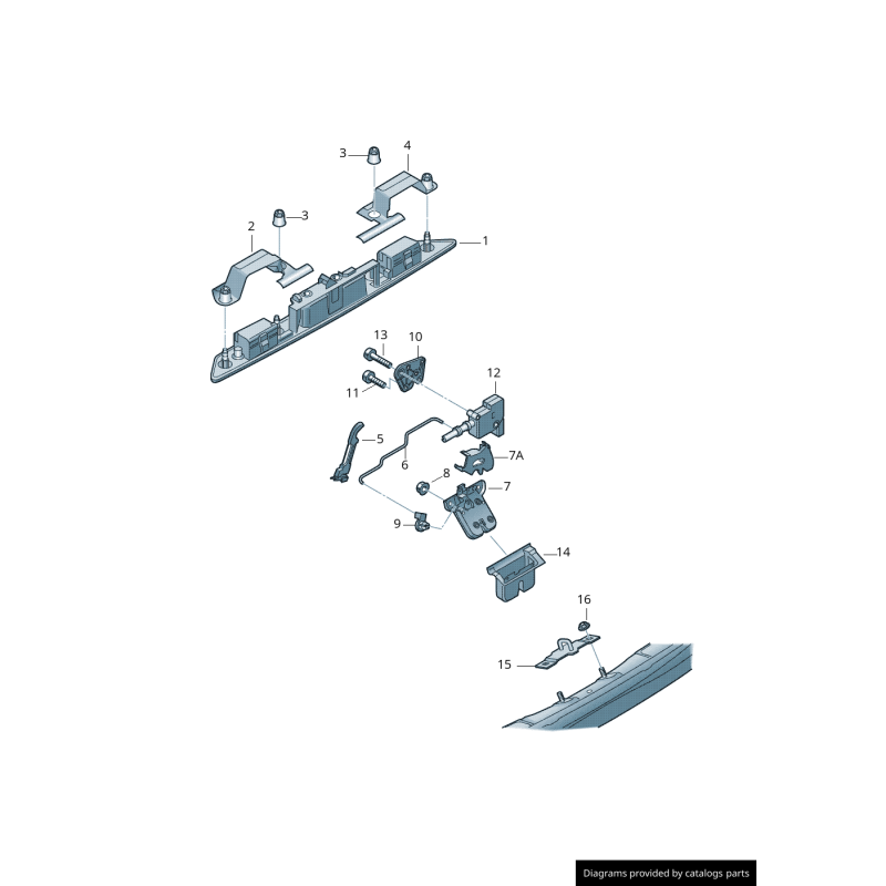 Mécanisme de verrouillage de coffre arrière + actionneur de verrouillage - Pièces d'origine Audi 8P3827505/4B9962115C