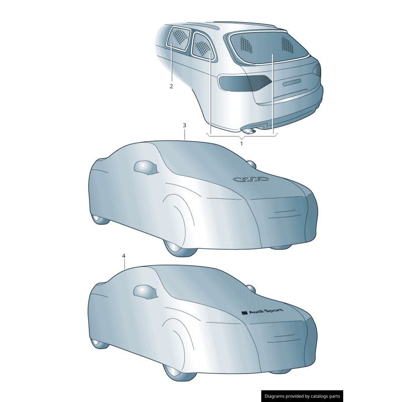 Protection solaire arrière pour fenêtre - Ensemble de deux pièces d'origine Audi 4G0064160A