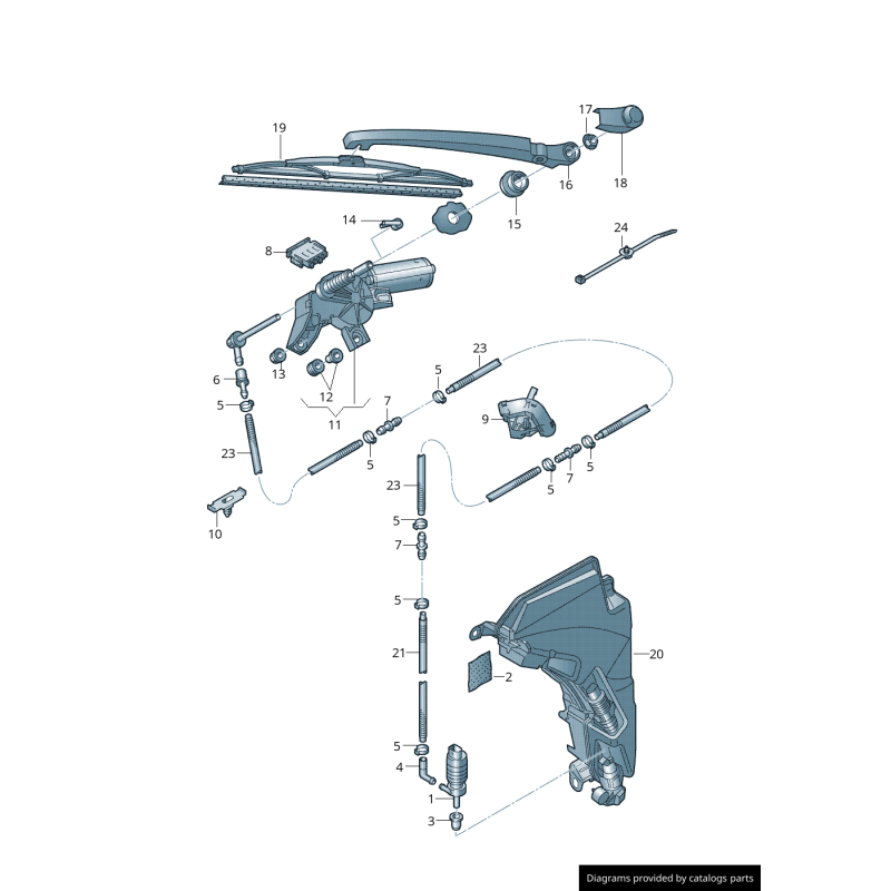 Moteur d'essuie-glace arrière - Pièces d'origine Audi pour moteur d'essuie-glace arrière