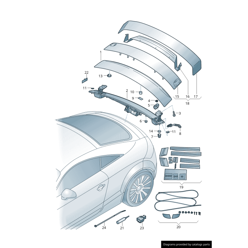 Aileron arrière de coffre apprêté - Pièces d'origine Audi 8J0827934GRU