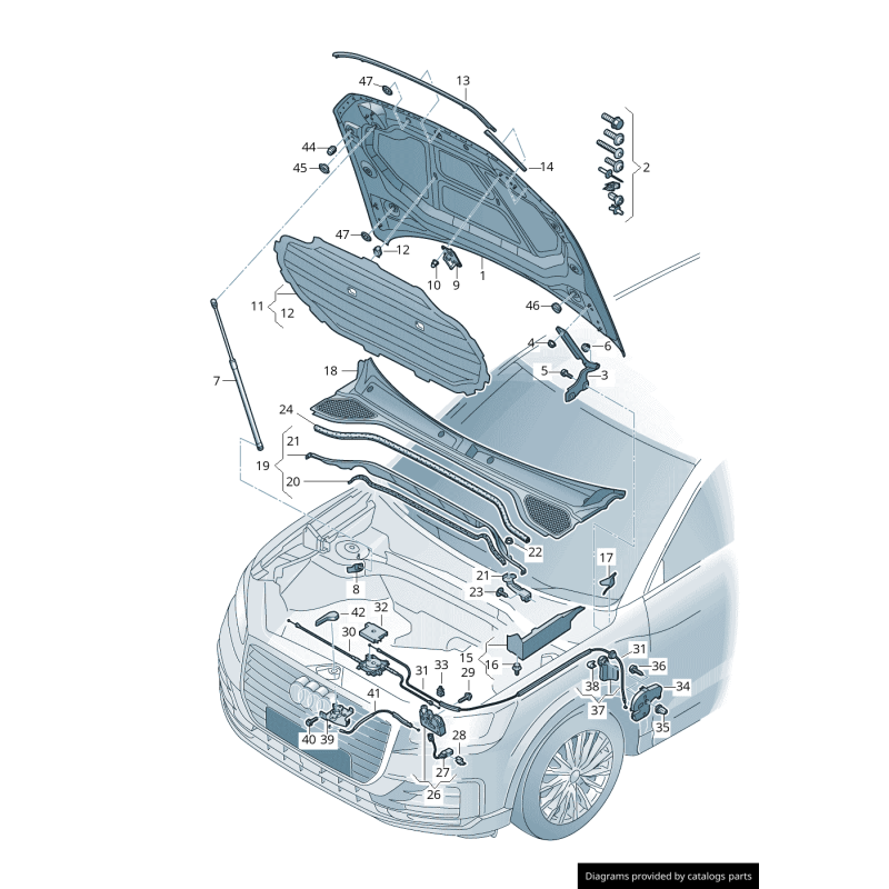 Support de poignée de déverrouillage de capot RHD - Pièces d'origine Audi 8T2823633B