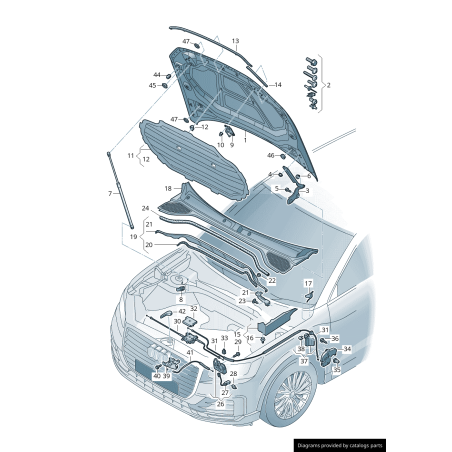 Support de poignée de déverrouillage de capot RHD - Pièces d'origine Audi 8T2823633B Support de poignée de déverrouillage de capot RHD - Pièces d'origine Audi 8T2823633B