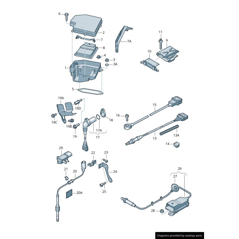 Couvercle de boîtier de chambre ECU RHD - Pièces d'origine Audi 8E2907613D