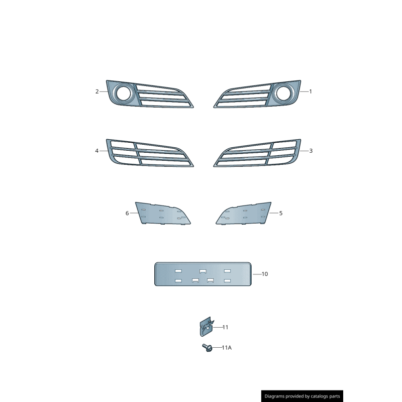 Grille de phare antibrouillard droit en noir brillant - Pièces d'origine Audi 4H0807680KT94