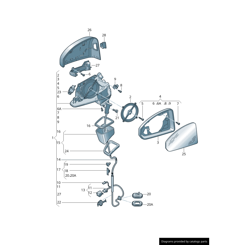 Unité de réglage du rétroviseur droit avec moteur - Pièces d'origine Audi 8T0959578
