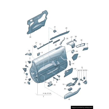 Carte de porte avant droite en aluminium - Pièces d'origine Audi 4F08674101MJ Carte de porte avant droite en aluminium - Pièces d'origine Audi 4F08674101MJ