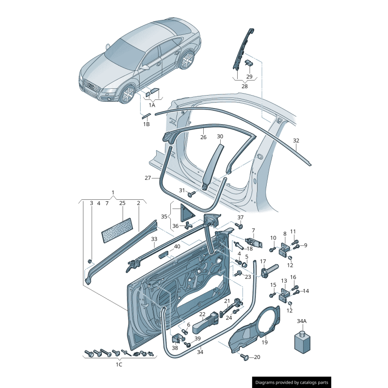 Triangle d'angle de miroir de porte avant droit coté passager en noir - Pièces d'origine Audi 4G8837638A