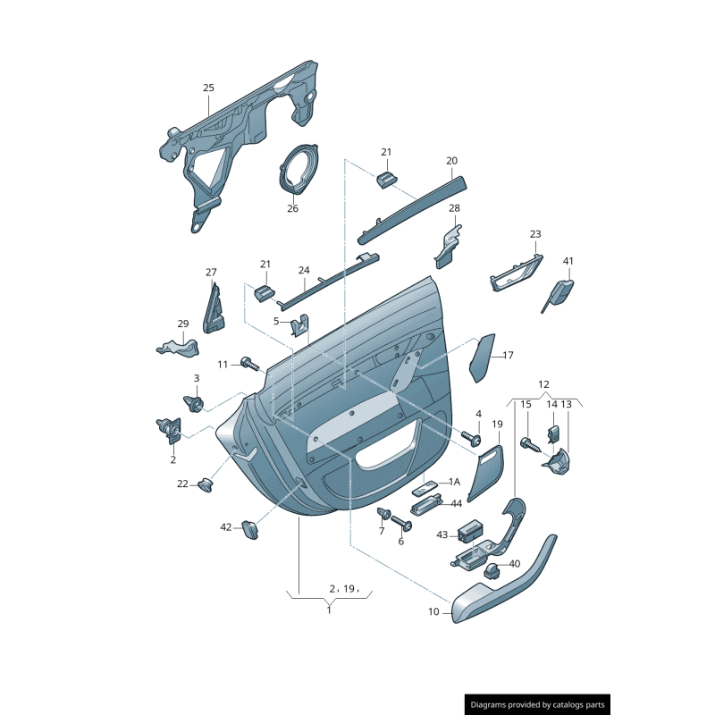 Carte de porte arrière droite en aluminium - Pièces d'origine Audi 4F0867420G1MJ