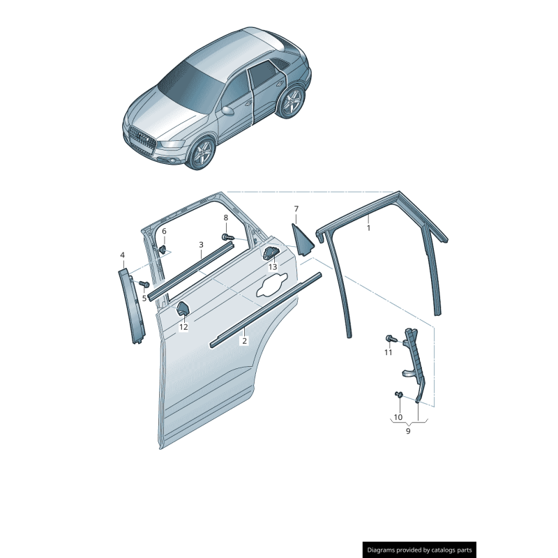 Garniture de pilier de porte arrière droit coté passager en noir brillant - Pièces d'origine Audi 8U0839902C5FQ