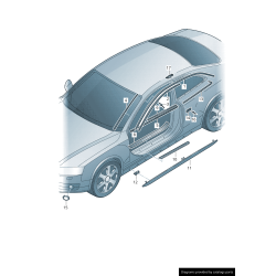 Moulure de toit gauche coté conducteur noire - Pièces d'origine Audi 8T0853703H1P9