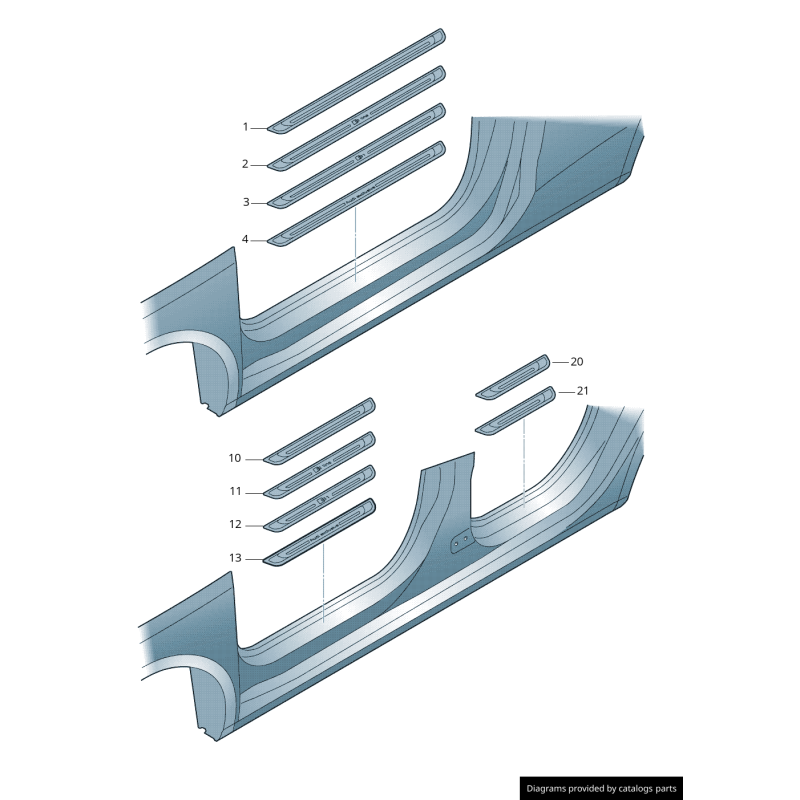 Bande de seuil de porte S Line côté droit coté passager - Pièces d'origine Audi 8X3853373B9B9