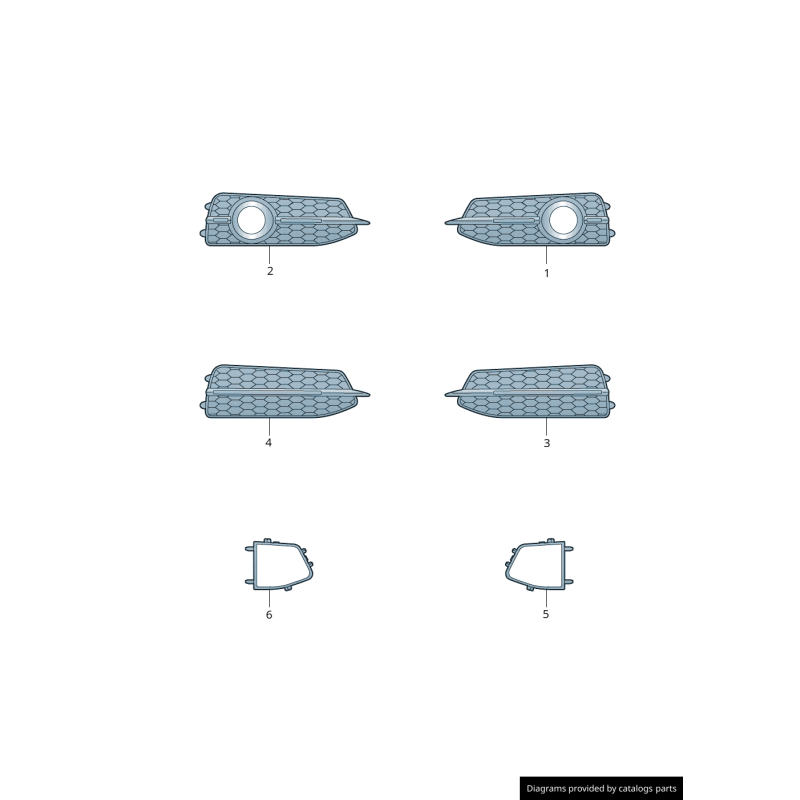 Grille de pare-chocs gauche S Line coté conducteur avec garniture de phare antibrouillard - Pièces d'origine Audi 4G0807681K01C