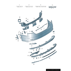 Capuchon de couverture de crochet de remorquage arrière de pare-chocs S Line apprêté - Pièces d'origine Audi 8W6807441AGRU