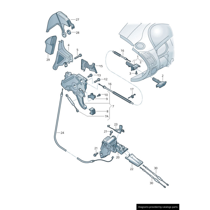 Frein de stationnement actionné par le pied du amortisseur - Pièces d'origine Audi 7l0721689