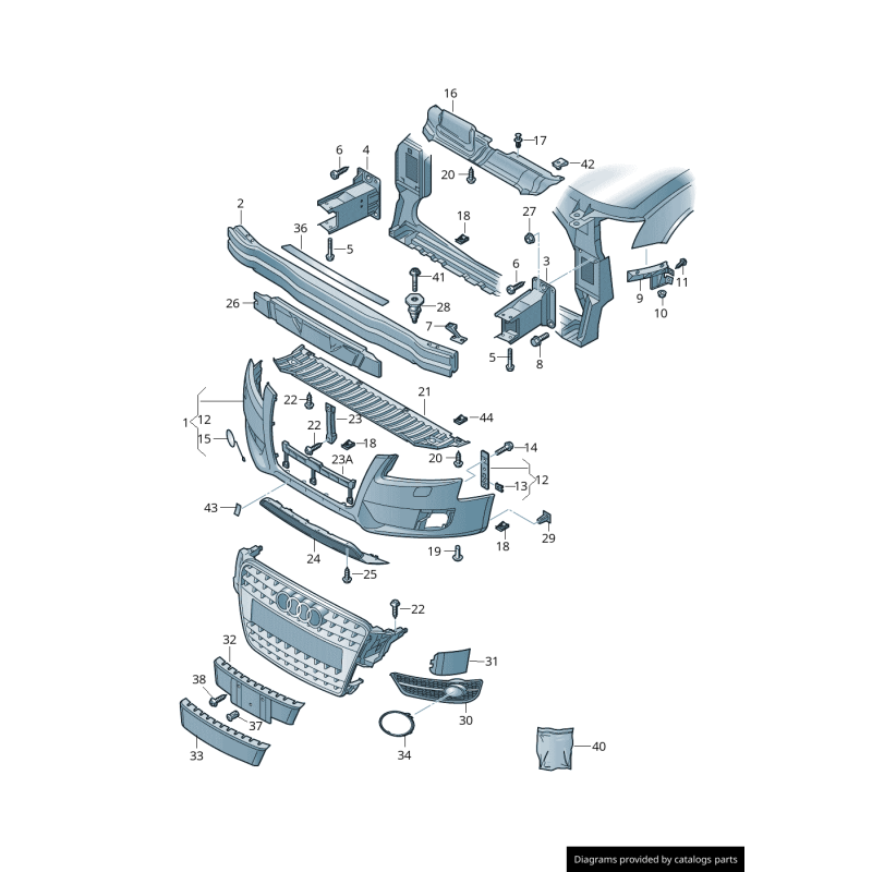 S-Line Bumper coté passager Right coté conducteur Left Fog Light Grill Set - Original parts Audi 8K0807682C01C/8K0807681C01C