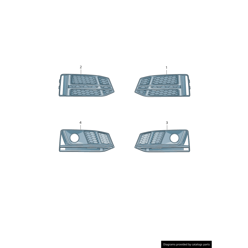 Pare-chocs avant S-Line avec grille inférieure en chrome foncé côté droit coté passager - Pièces d'origine Audi 8W0807682GFUQ.