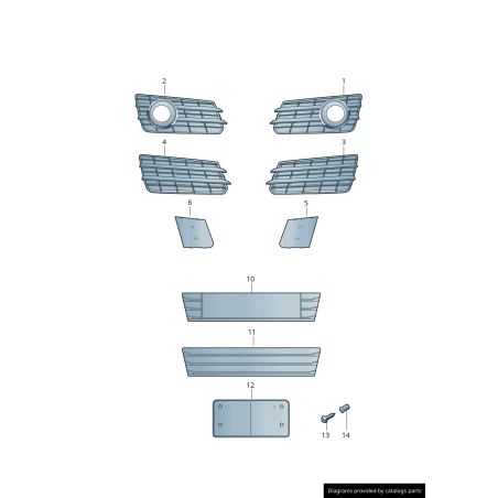 Grille de phare antibrouillard de pare-chocs avant S-Line noir côté droit coté passager - Pièces d'origine Audi 4G8807682B9B9 Grille de phare antibrouillard de pare-chocs avant S-Line noir côté droit coté passager - Pièces d'origine Audi 4G8807682B9B9