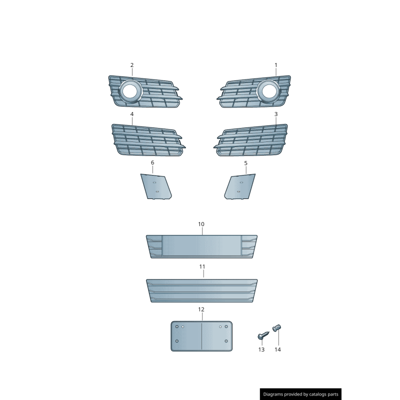 S-Line Front Bumper Fog Light Grills Black Pair Set - Original parts Audi 4G8807682B9B9/4G8807681B9B9