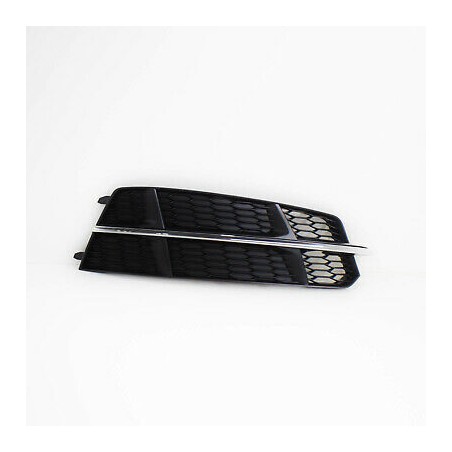 Pare-chocs avant S-Line inférieur avec grille droite coté passager noire/chromée - Pièces d'origine Audi 4G0807648J9B9 Pare-chocs avant S-Line inférieur avec grille droite coté passager noire/chromée - Pièces d'origine Audi 4G0807648J9B9