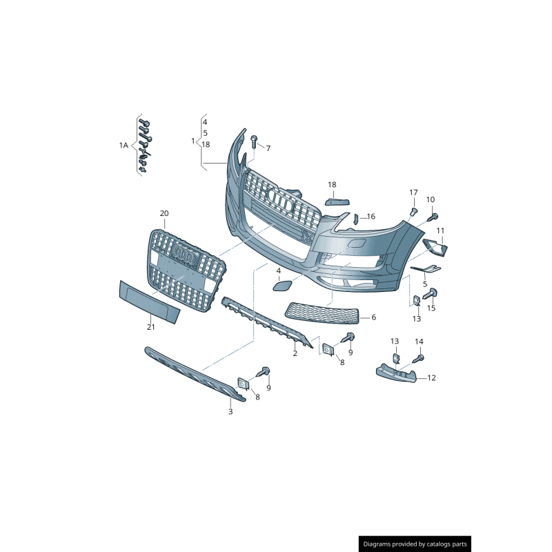 Pare-chocs avant S-Line avec garniture inférieure grise - Pièces d'origine Audi 4L08071101RR.