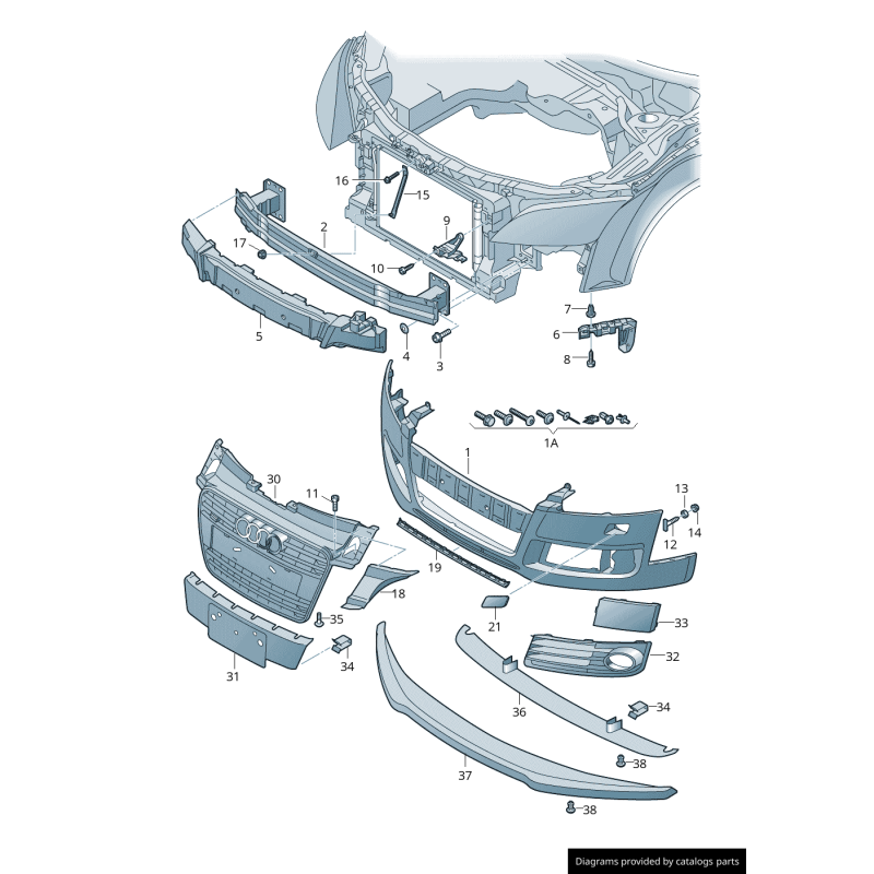 Grille de phare antibrouillard avant droit de pare-chocs S-Line - Pièces d'origine Audi 8J0807682KT94