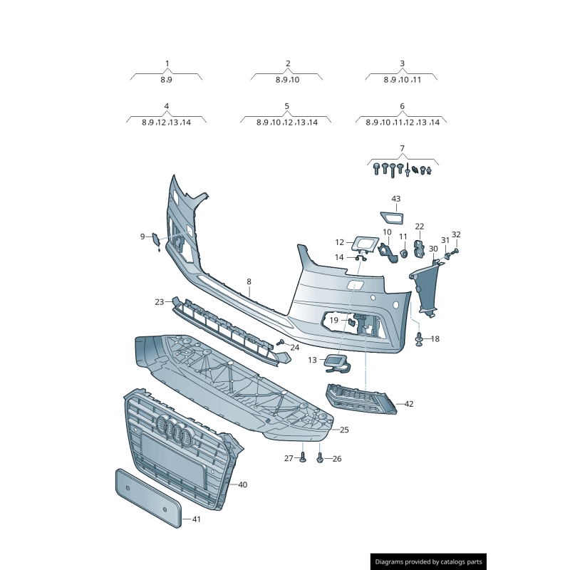Capuchon de couverture de crochet de remorquage de pare-chocs avant S-Line apprêté - Pièces d'origine Audi 8W0807241AGRU