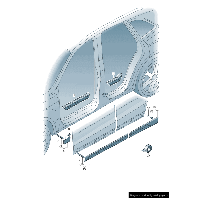 Doublure d'aile avant S-Line apprêtée gauche coté conducteur - Pièces d'origine Audi 8R0854959BGRU