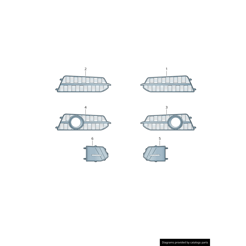 Grille de pare-chocs gauche S-Line coté conducteur avec entourage de phare antibrouillard - Pièces d'origine Audi 4G0807647B9B9
