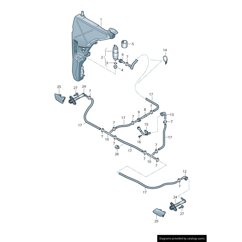 Cache de couvercle de lave-glace de phare gauche S-Line coté conducteur - Pièces d'origine Audi 4G8955275AGRU