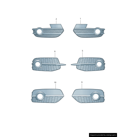 Grille de phare antibrouillard de pare-chocs droit S-Line coté passager - Pièces d'origine Audi 8U0807682DSP9. Grille de phare antibrouillard de pare-chocs droit S-Line coté passager - Pièces d'origine Audi 8U0807682DSP9.