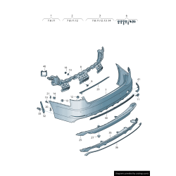 Capuchon de couverture de crochet de remorquage de pare-chocs arrière S-Line apprêté - Pièces d'origine Audi 8W5807441AGRU