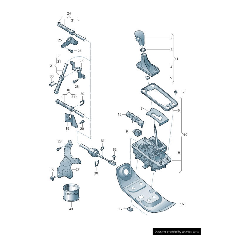 Pommeau de levier de vitesses S-Line en cuir noir pour conduite à droite - Pièces d'origine Audi 8K2713139SNOA.