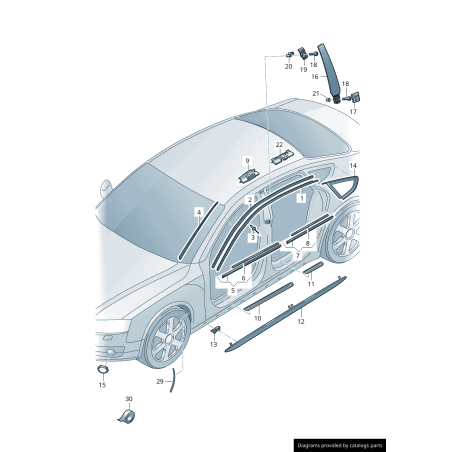 Bande de seuil d'entrée de porte arrière Sportback S Line gauche coté conducteur - Pièces d'origine Audi 8T8853375B01C