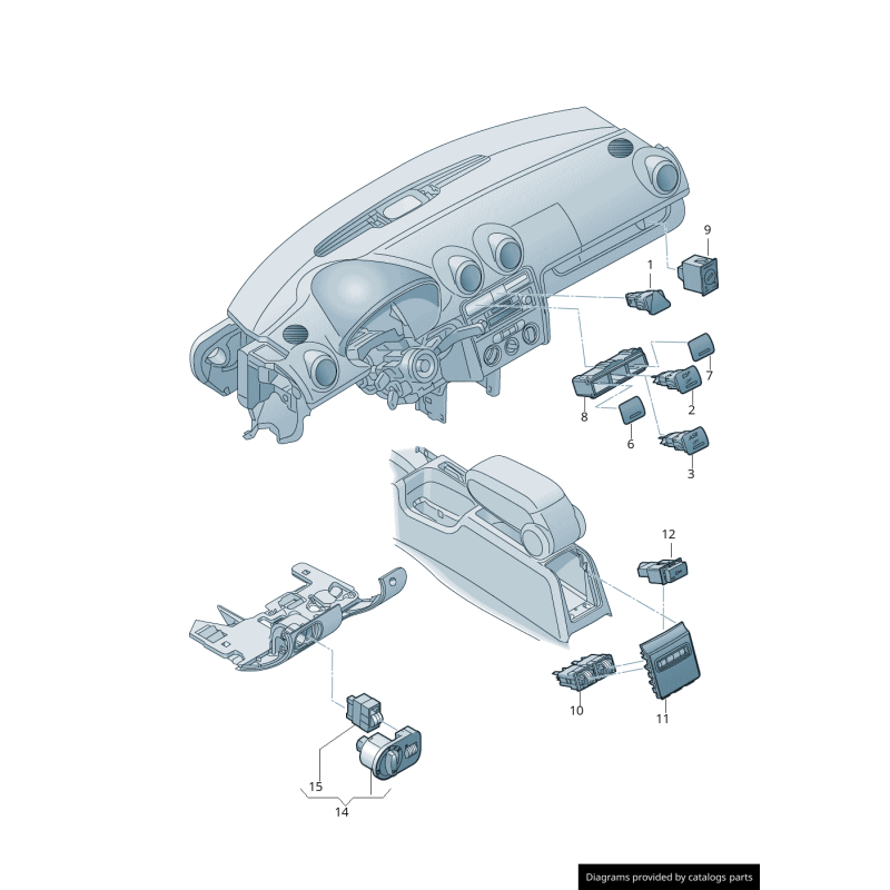 Bouton de commutation de contrôle de stabilité - Pièces d'origine Audi 8P0927134B5PR