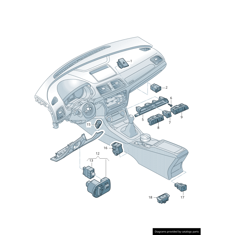 Bouton de commutation du moteur Star Stop - Pièces d'origine Audi 8U0905217A