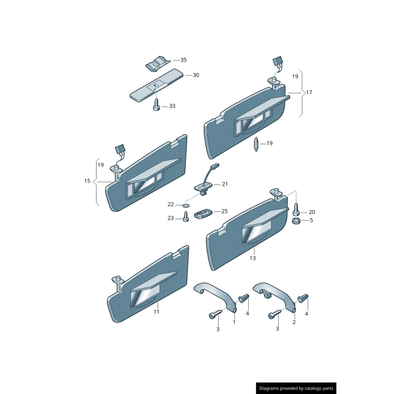 Clip de pare-soleil noir - Pièces d'origine Audi 443857561H4PK