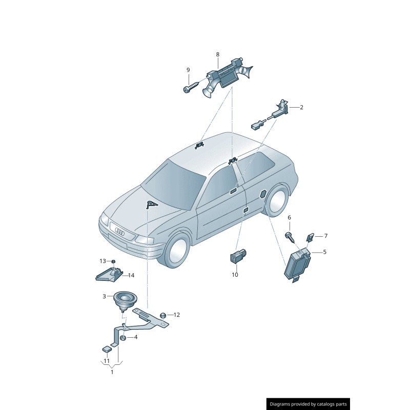 Bouton de commutation pour alarme anti-vol noir - Pièces d'origine Audi 8L49621095PR