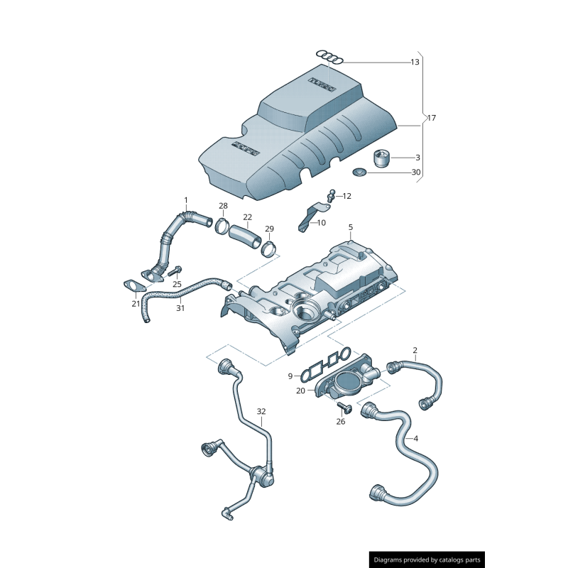 Couvercle de moteur turbo TFSI noir - Pièces d'origine Audi 06D103925E