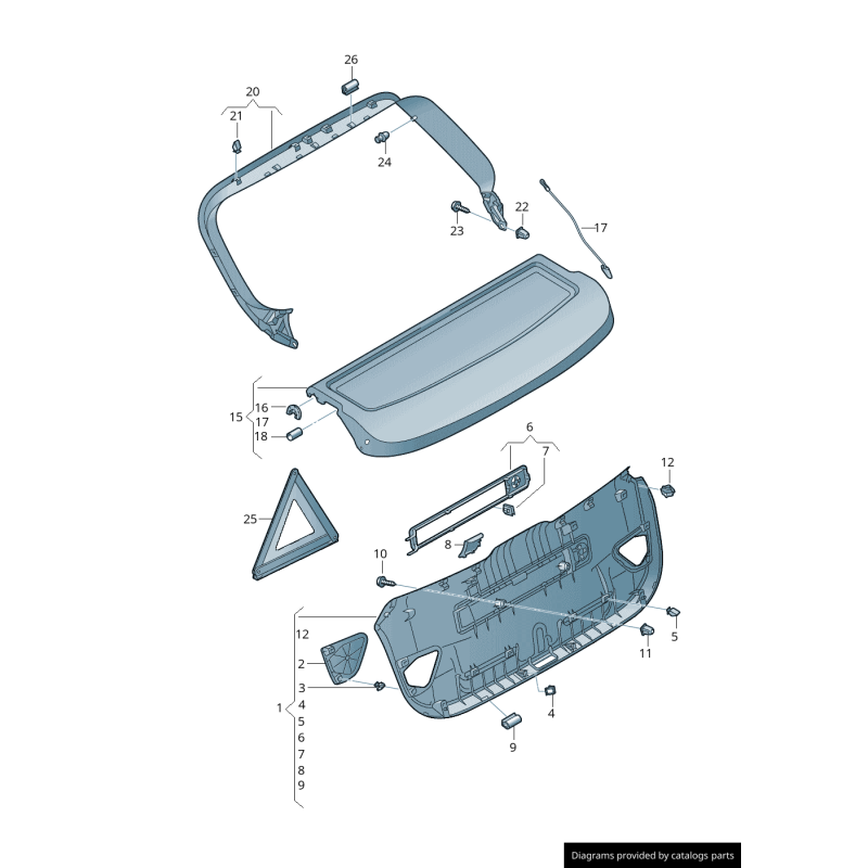 Three Door Boot Lid Cover Strap Holder Pair Set Left Right - Original parts Audi 8V3867668/8V3867667
