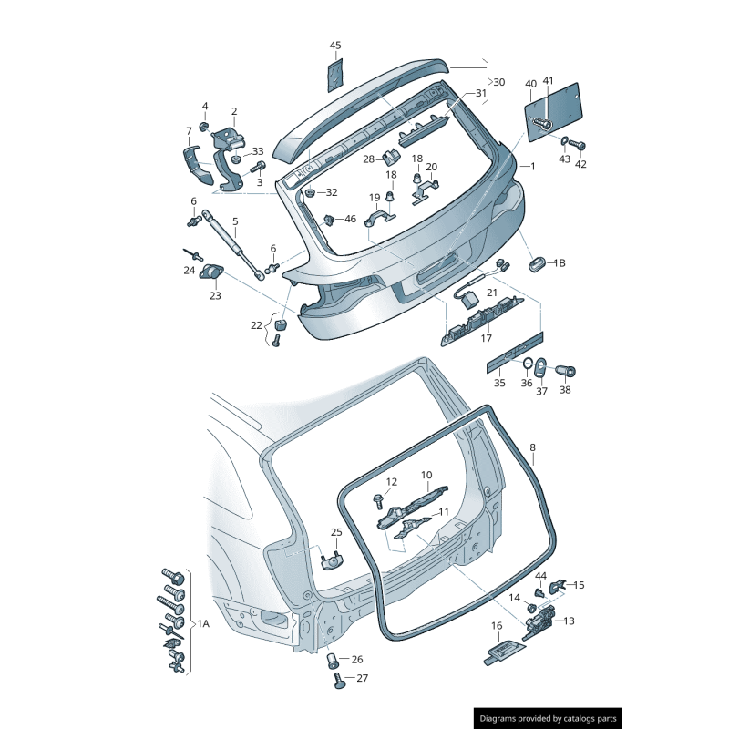 Capot de couverture de charnière de hayon gauche coté conducteur - Pièces d'origine Audi 4L082727901C