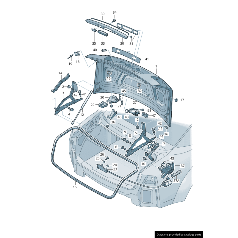 Poignée de prise de coffre arrière noire - Pièces d'origine Audi 8E0827574E3FZ
