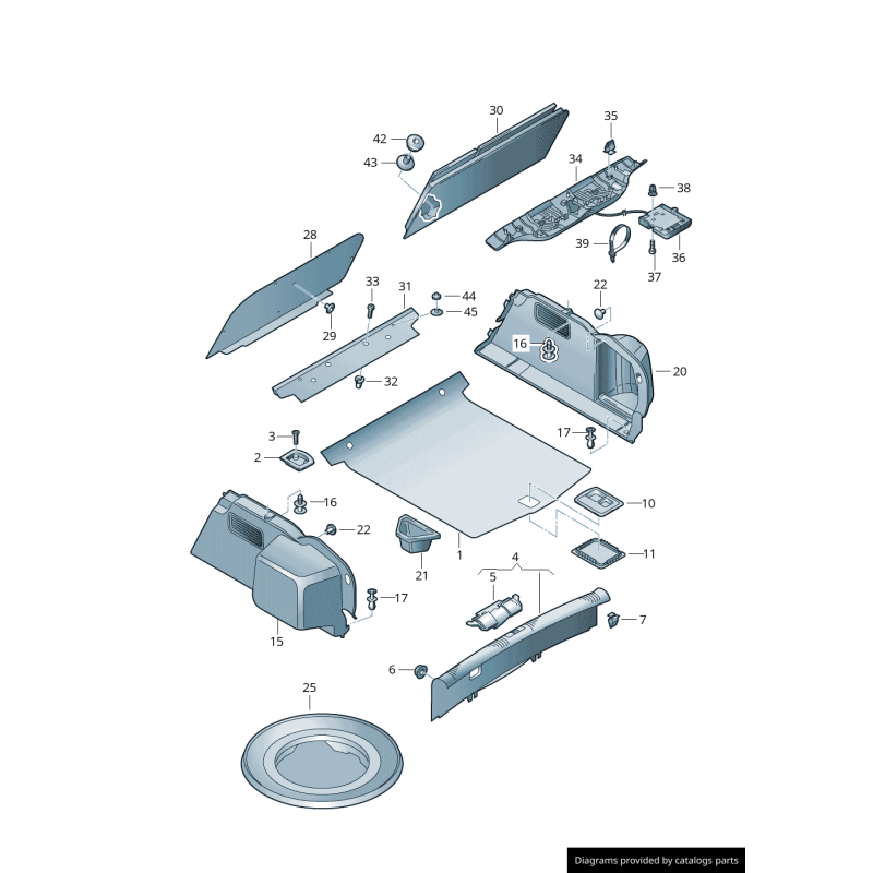 Poignée de couverture de cargaison de doublure de coffre - Pièces d'origine Audi 8E5863627/8E5863638