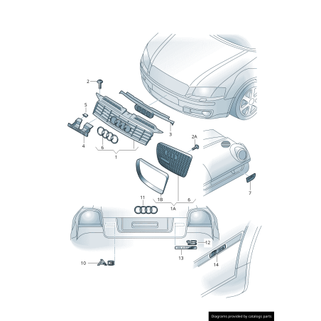 Emblème de coffre chromé TT 2.0TDI - Pièces d'origine Audi 8P0853743G2ZZ